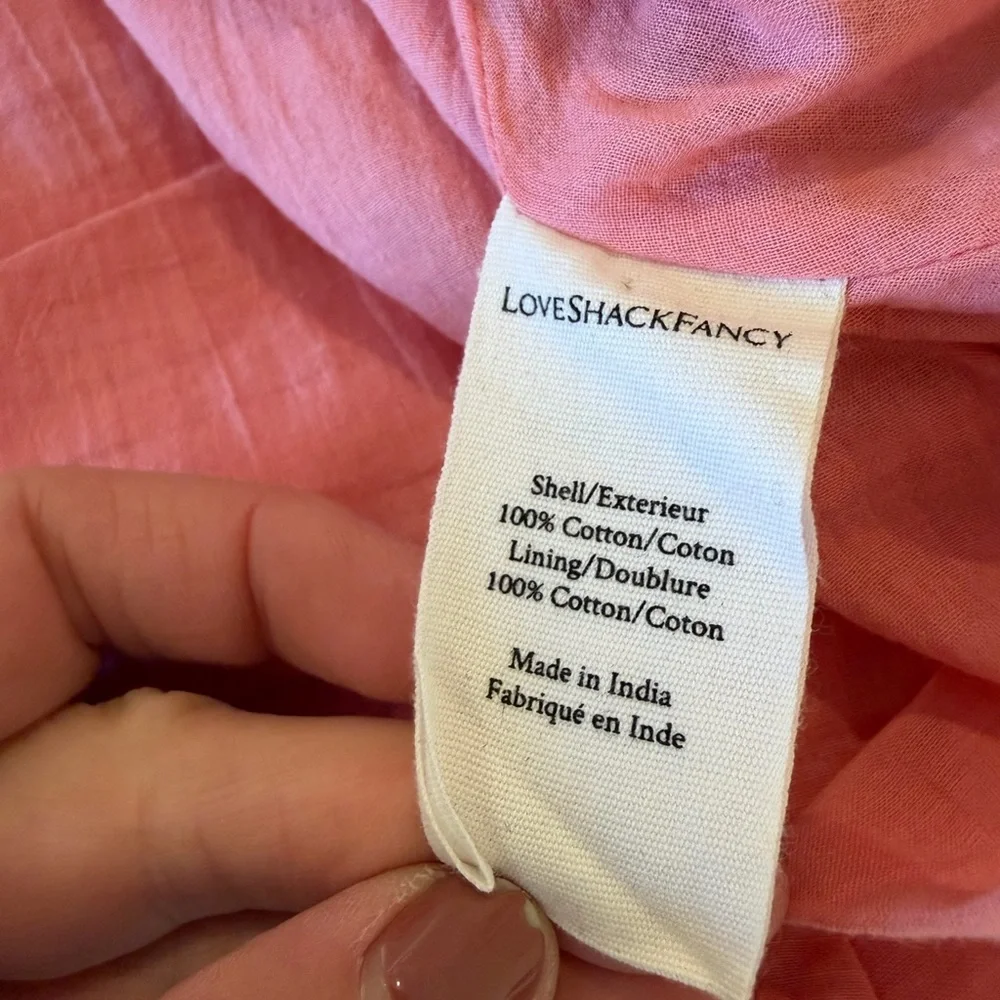 LoveShackFancy Women's Coraline Pink Puff-Sleeve Fit & Flare Dress Medium - Picture 5 of 6